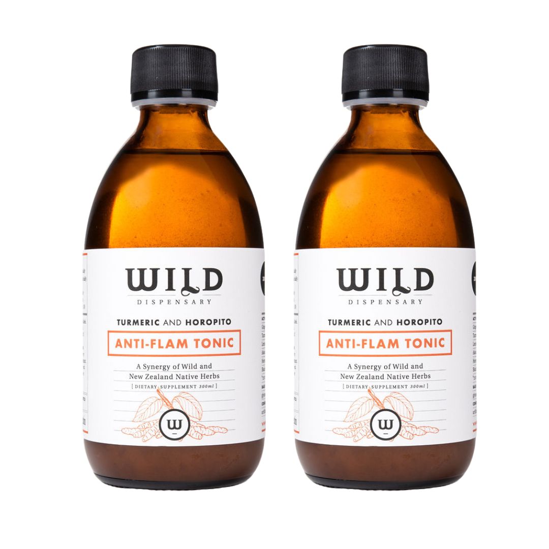 Two bottles of 300ml Anti-Flam side by side with white background.