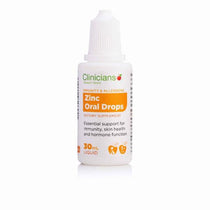 Clinicians Zinc Drops 30ml with white background.