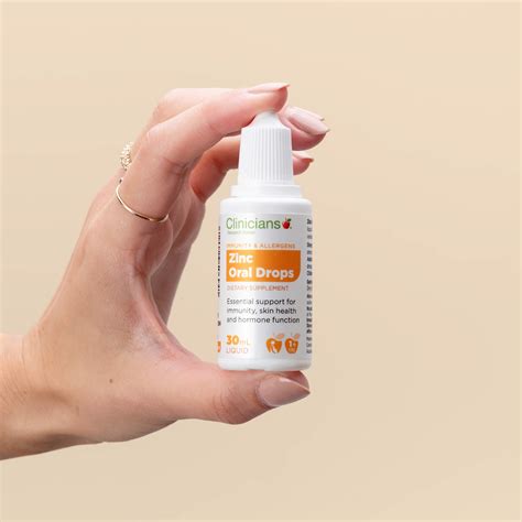 Hand holding Clinicians oral zinc drops.