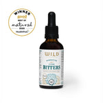 Digestive and Liver Bitters with white background and award badge.