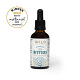 Digestive and Liver Bitters with white background and award badge.