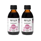 Two amber glass bottles Hormone Balance black caps and white labels featuring pink floral graphics, shown on a plain white background.