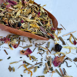 Loose leaf detox tea with calendula petals and lemongrass.